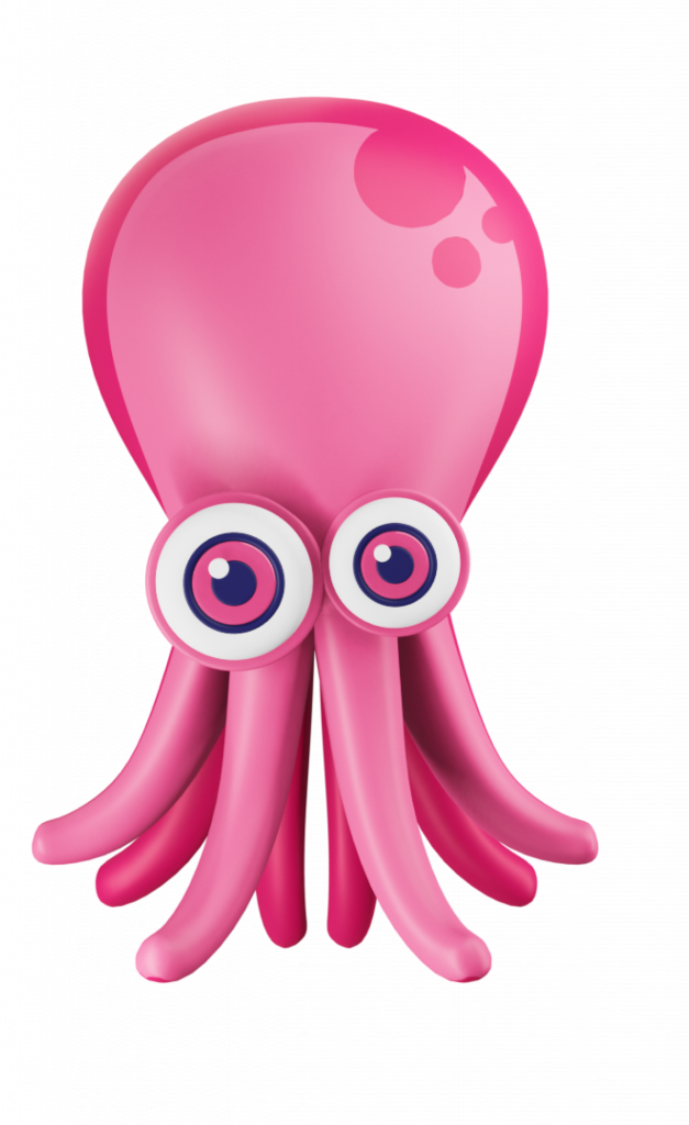 Octobot's mascot in 3D.