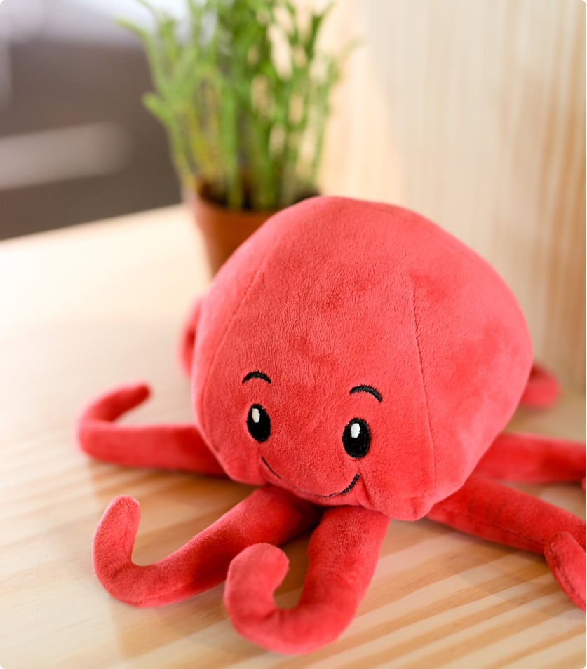Picture of Octobot's mascot, a stuffed octopus.