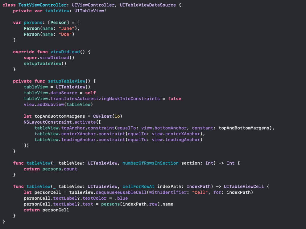 UIKit code example of imperative programming